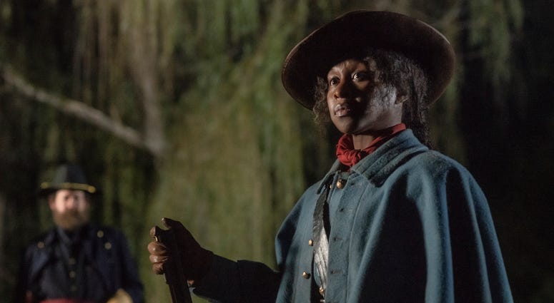 Cynthia Erivo as Harriet Tubman in a scene from "Harriet" Cynthia Erivo as Harriet Tubman in a scene from "Harriet"