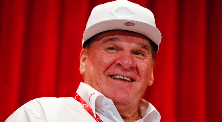 In this June 17, 2017, file photo, former Cincinnati Reds player Pete Rose attends a news conference during his statue dedication ceremonies before a baseball game between the Reds and the Los Angeles Dodgers in Cincinnati. In this June 17, 2017, file photo, former Cincinnati Reds player Pete Rose attends a news conference during his statue dedication ceremonies before a baseball game between the Reds and the Los Angeles Dodgers in Cincinnati.