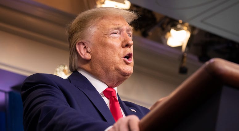 President Donald Trump speaks in the press briefing room at the White House, Saturday, Feb. 29, 2020, in Washington President Donald Trump speaks in the press briefing room at the White House, Saturday, Feb. 29, 2020, in Washington
