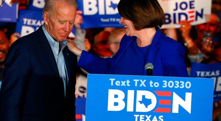 Sen. Amy Klobuchar, D-Minn., endorses Democratic presidential candidate former Vice President Joe Biden at a campaign rally Monday, March 2, 2020 in Dallas. Sen. Amy Klobuchar, D-Minn., endorses Democratic presidential candidate former Vice President Joe Biden at a campaign rally Monday, March 2, 2020 in Dallas.