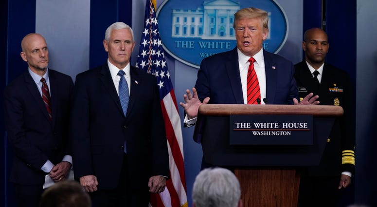 President Donald Trump speaks during press briefing with the coronavirus task force, at the White House, Thursday, March 19, 2020, in Washington. President Donald Trump speaks during press briefing with the coronavirus task force, at the White House, Thursday, March 19, 2020, in Washington.
