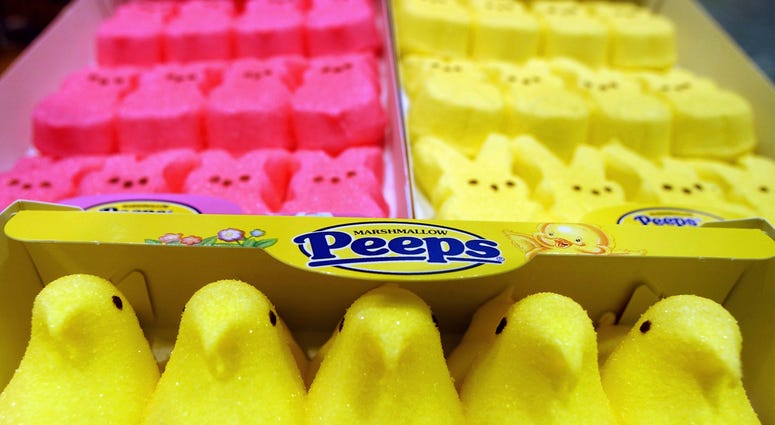 Boxes of Marshmallow Peeps are lined up at the Just Born factory in Bethlehem, Pa. Boxes of Marshmallow Peeps are lined up at the Just Born factory in Bethlehem, Pa.