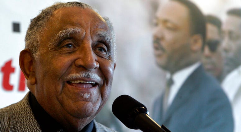 FILE - In this July 2, 2008, file photo, the Rev. Joseph E. Lowery speaks at the National Press Club in Washington. FILE - In this July 2, 2008, file photo, the Rev. Joseph E. Lowery speaks at the National Press Club in Washington.