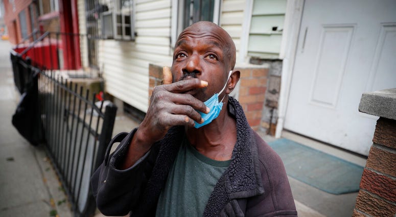 Aubrey, 57, describes the loneliness brought on by social distancing protocols after receiving a dose of antipsychotic medication to treat his schizophrenia, Wednesday, May 6, 2020, in the Brooklyn borough of New York. Aubrey, 57, describes the loneliness brought on by social distancing protocols after receiving a dose of antipsychotic medication to treat his schizophrenia, Wednesday, May 6, 2020, in the Brooklyn borough of New York.