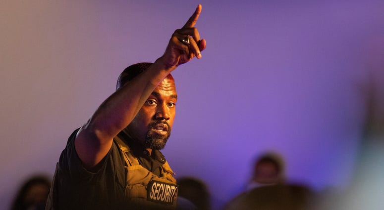 Kanye West makes his first presidential campaign appearance, Sunday, July 19, 2020 in North Charleston, S.C. Kanye West