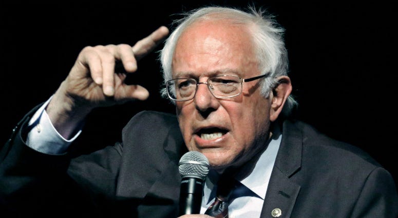 In this April 4, 2018, file photo, Sen. Bernie Sanders, I-Vt., responds to a question during a town hall meeting in Jackson, Miss. In this April 4, 2018, file photo, Sen. Bernie Sanders, I-Vt., responds to a question during a town hall meeting in Jackson, Miss.