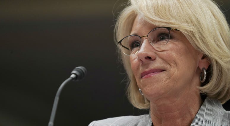 Education Secretary Betsy DeVos pauses as she testifies during a Senate Subcommittee on Labor, Health and Human Services, Education, and Related Agencies Appropriations hearin Education Secretary Betsy DeVos
