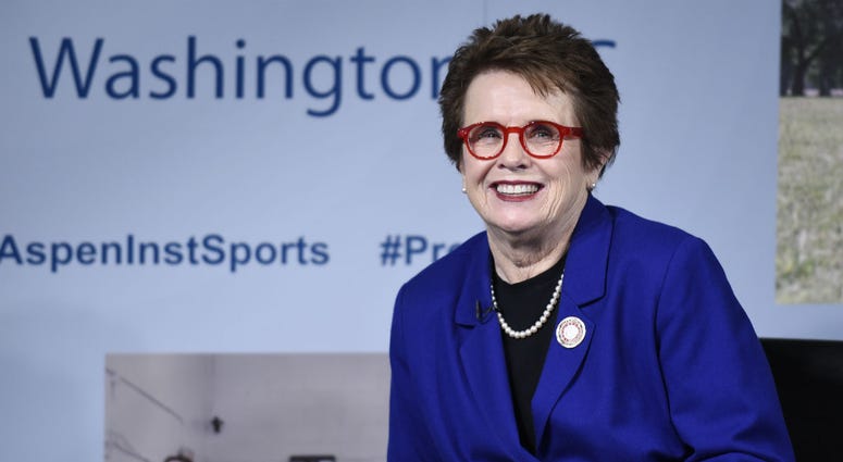 Tennis legend Billie Jean King participates in a discussion at the Aspen Institute's 2016 Project Play Summit at the Newseum in Washington. Tennis legend Billie Jean King participates in a discussion at the Aspen Institute's 2016 Project Play Summit at the Newseum in Washington.