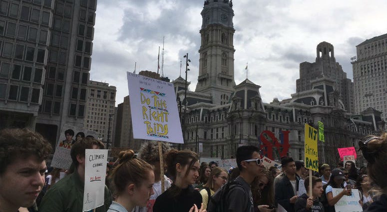 Skipping school, teenagers rally at Love Park for the first-ever “Youth Climate Strike.” A forum is being held Tuesday at Villanova University on student activism. Skipping school, teenagers rally at Love Park for the first-ever “Youth Climate Strike.”