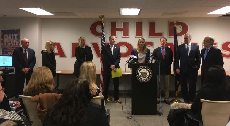 20-year old Madison Zezzo (C) was stalked as a 13-year-old by a friend's father on social media. Now, the U.S. Senate is poised to act on a bill already passed in the House that provides for increased prison time for stalking minors. The U.S. Senate is poised to act on a bill already passed in the House that provides for increased prison time for stalking minors.