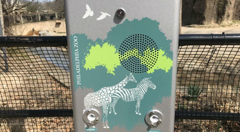 Visitors to the Philadelphia Zoo can use a zoo key to unlock audio story books from book boxes such as the one pictured here. Visitors to the Philadelphia Zoo can use a zoo key to unlock audio story books from these book boxes.