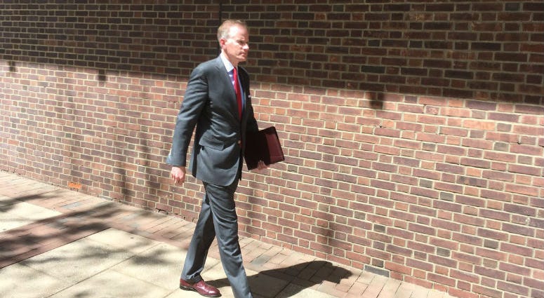 In this photo, U.S. Attorney Bill McSwain walks out of the Federal Courthouse in Philadelphia. In a surprise plea arrangement, less than a week before former Sheriff John Green's retrial in an alleged bribery and kickback scheme, he pleaded guilty. In a surprise plea arrangement, less than a week before former Philadelphia Sheriff John Green's retrial in an alleged bribery and kickback scheme, he pleaded guilty.