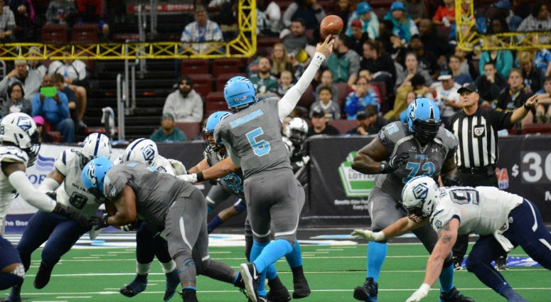 oul quarterback Dan Raudabaugh (shown in this file photo) threw six touchdowns in last week's season-opening win against Albany. Philadelphia Soul
