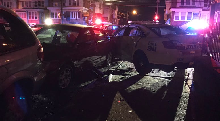 A Philly cop was hurt in a crash early this morning in Mayfair. A Philly cop was hurt in a crash early this morning in Mayfair.