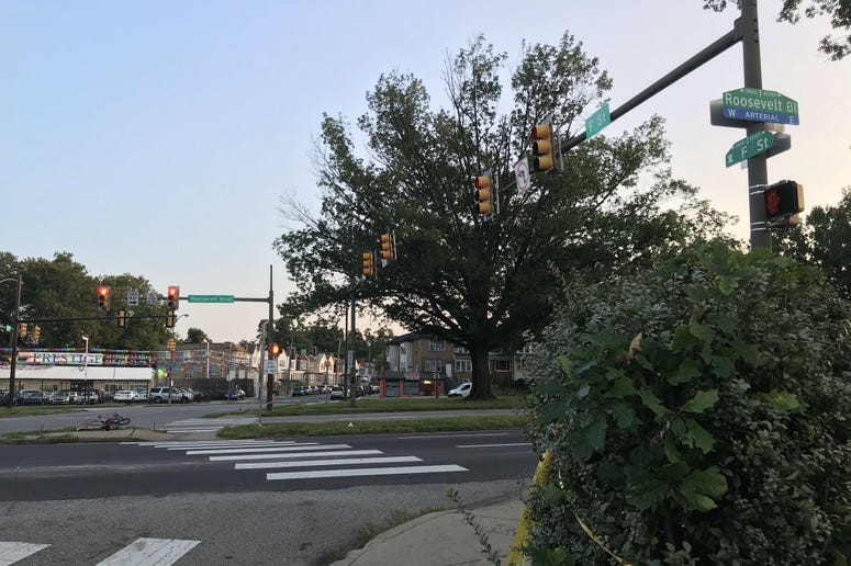The scene of a July 25, 2019, hit and run accident on Roosevelt Boulevard. The scene of a July 25, 2019, hit and run accident on Roosevelt Boulevard.