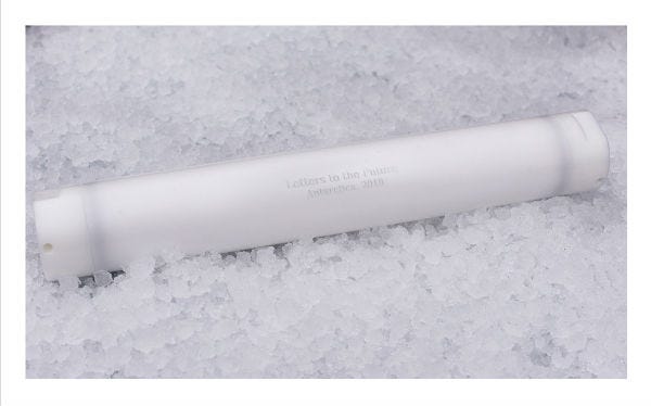 Somewhere deep in the ice at the bottom of the world is a two-foot, semi-cylindrical time capsule. Somewhere deep in the ice at the bottom of the world is a two-foot, semi-cylindrical time capsule.