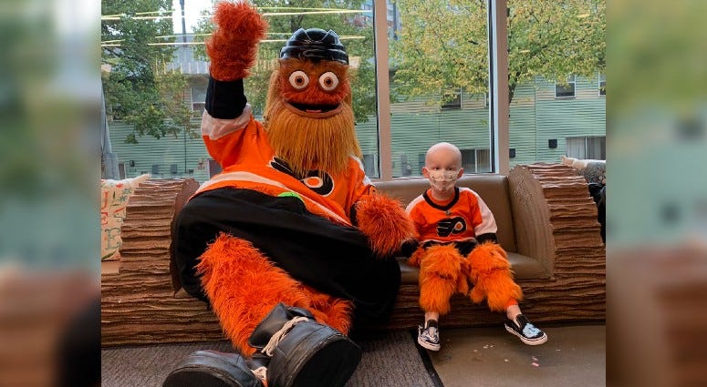 Gritty and Jack Callahan at Callahan's birthday party. Gritty and Jack Callahan at Callahan's birthday party.