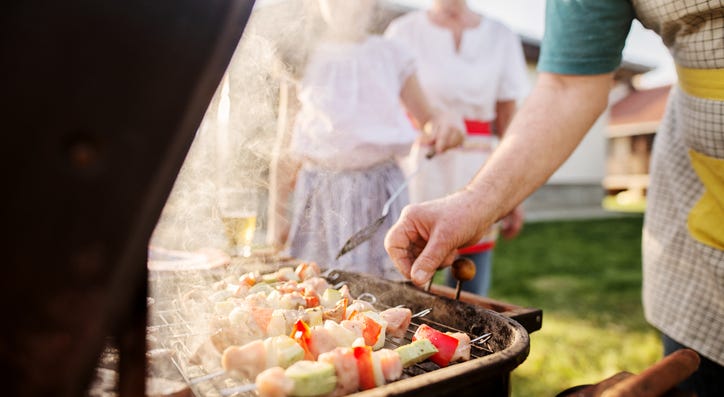 Grilling food. Grilling food.