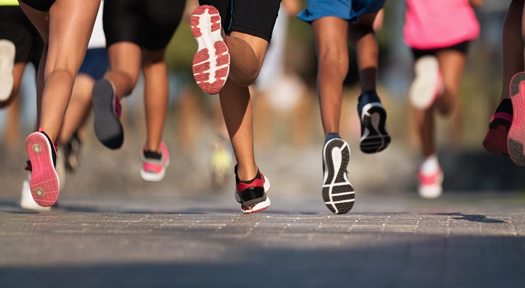 Group of people running. Group of people running.