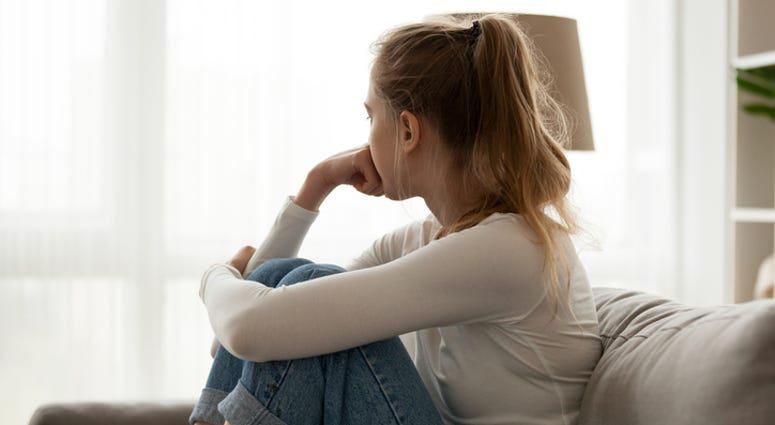 An anxious woman. An anxious woman.