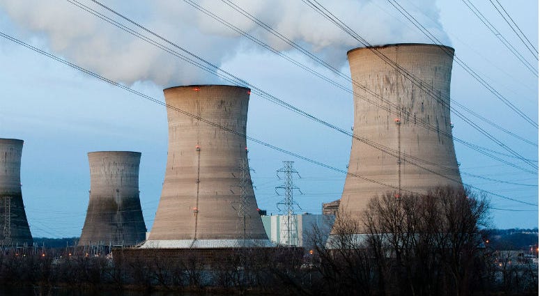 The Three Mile Island Nuclear Plant is seen in the early morning hours March 28, 2011 in Middletown, Pennsylvania. Three Mile Island