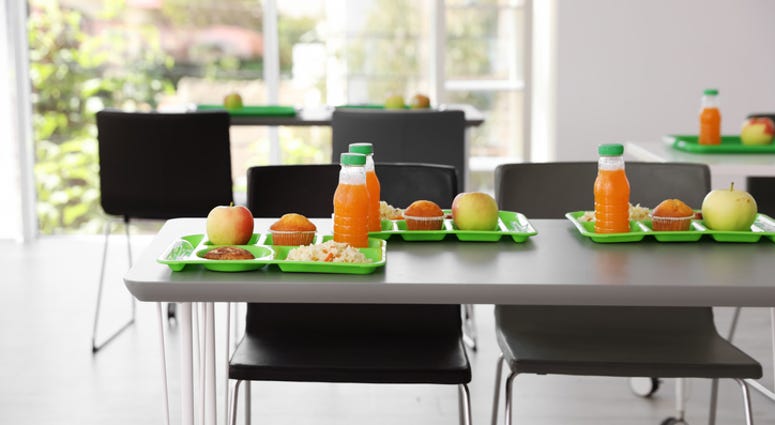 Lunch at a school cafeteria. Lunch at a school cafeteria.