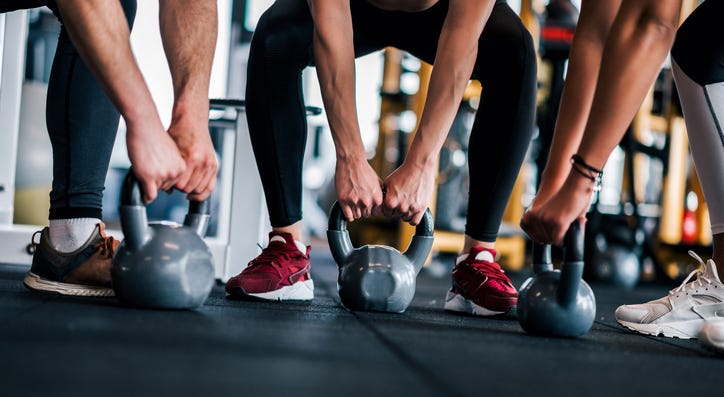 People exercising. People exercising.