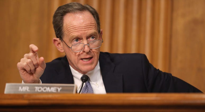 WASHINGTON, DC - APRIL 10: Senate Finance Committee member Sen. Pat Toomey (R-PA) questions Federal Internal Revenue Service Commissioner Charles Rettig during a hearing in the Dirksen Senate Office Building on Capitol Hill April 10, 2019 in Washington, D The future of a law on renewable energy is being targeted by one of Pennsylvania's senators and the EPA.