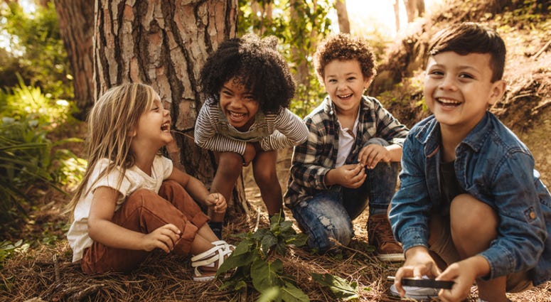 Children playing in nature. Children playing in nature.