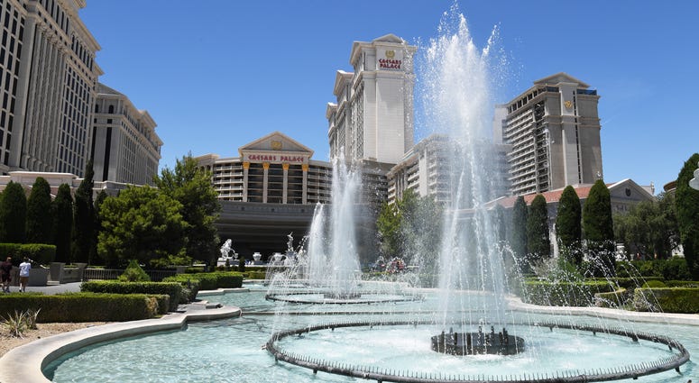 An exterior view shows Caesars Palace on the Las Vegas Strip on June 24, 2019. Eldorado Resorts announced it would acquire Caesars Entertainment Corp. for $17.3 billion. Caesars Palace