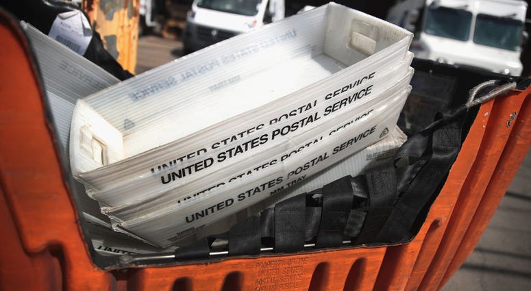 United States Postal Service boxes are stacked up. United States Postal Service boxes are stacked up.