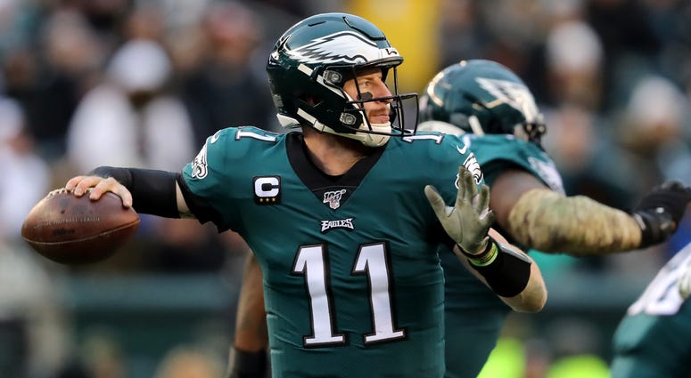 Quarterback Carson Wentz #11 of the Philadelphia Eagles throws a second half pass against the Seattle Seahawks at Lincoln Financial Field on Nov. 24, 2019 in Philadelphia, Pennsylvania. Carson Wentz