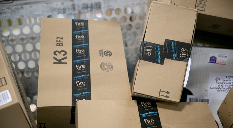 Amazon packages await shipment at the Indianapolis Mail Processing Annex December 15, 2014 in Indianapolis, Indiana. Amazon packages