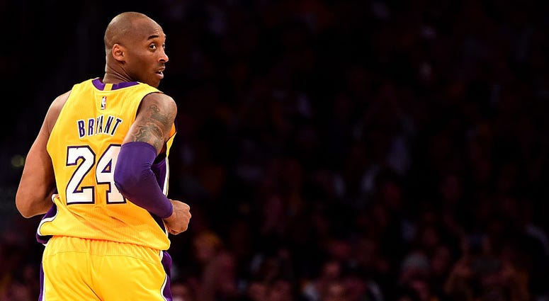 Kobe Bryant #24 of the Los Angeles Lakers looks back in the first half while taking on the Utah Jazz at Staples Center on April 13, 2016 in Los Angeles, California. Kobe Bryant #24 of the Los Angeles Lakers looks back in the first half while taking on the Utah Jazz at Staples Center on April 13, 2016 in Los Angeles, California.