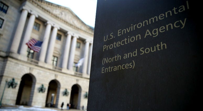 A view of the U.S. Environmental Protection Agency (EPA) headquarters on March 16, 2017 in Washington, DC. U.S. President Donald Trump's proposed budget for 2018 seeks to cut the EPA's budget by 31 percent from $8.1 billion to $5.7 billion. EPA