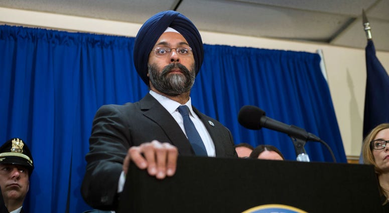 N.J. Attorney General Gurbir Grewal is shown at a press conference on March 18, 2019, at the Camden County Metro Police Department in Camden, N.J. N.J. Attorney General Gurbir Grewal