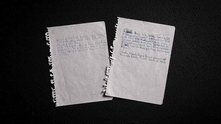 Tupac Shakur's handwritten lyrics blockson shakur