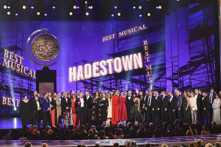 The company of "Hadestown," accept the award for best musical at the 73rd annual Tony Awards at Radio City Music Hall on Sunday, June 9, 2019, in New York. The company of "Hadestown," accept the award for best musical at the 73rd annual Tony Awards at Radio City Music Hall on Sunday, June 9, 2019, in New York.