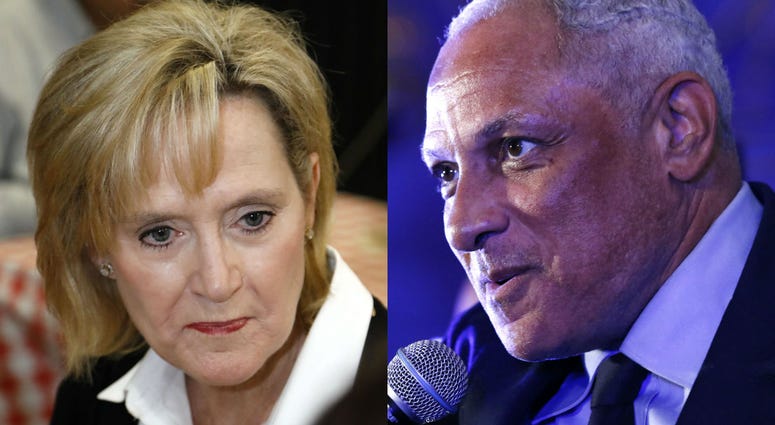 Left: Sen. Cindy Hyde-Smith, R-Miss.; Right: democratic challenger Mike Espy Left: Sen. Cindy Hyde-Smith, R-Miss.; Right: democratic challenger Mike Espy