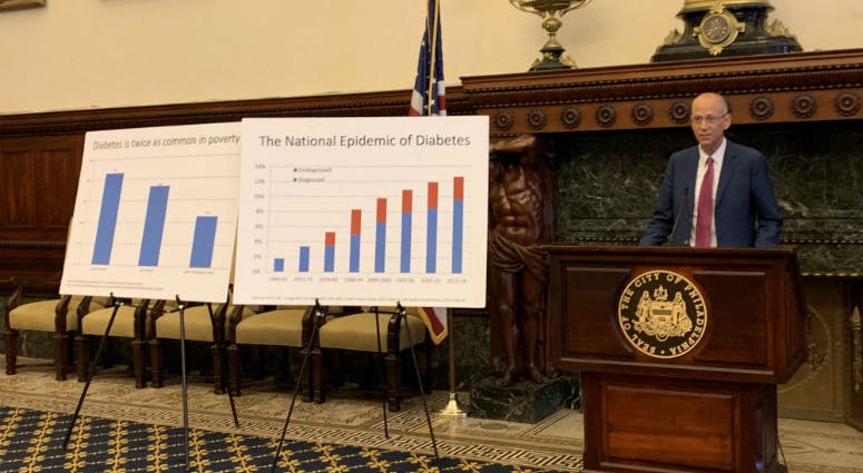 Health Commissioner Tom Farley says 22 percent of Philadelphia children are obese and one in eight adults have diabetes. The Philadelphia health department is launching a campaign against sugary snacks with the goal of reducing the city's high rates of diabetes and childhood obesity.