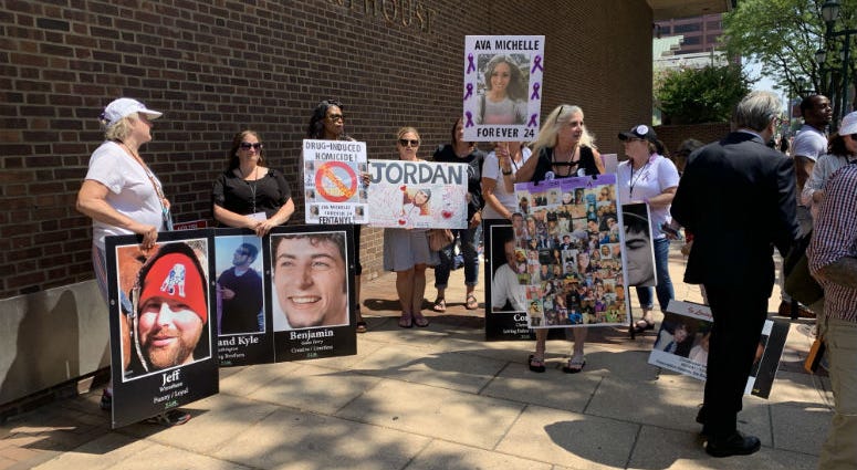 Families of overdose victims rallied outside the courthouse before last month’s evidentiary hearings. A federal judge will hear arguments this week in the U.S. attorney's lawsuit against a nonprofit that's hoping to open a safe injection site in Philadelphia.