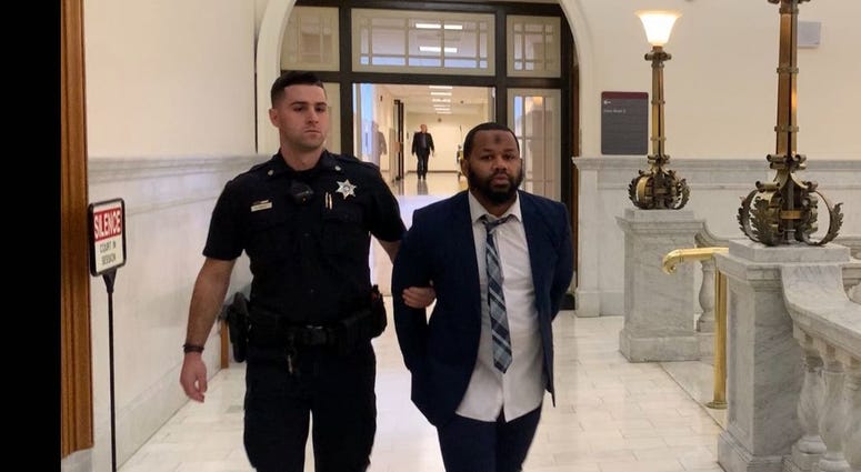 Keenan Jones, accused of shooting up a Cheltenham Walmart in August 2018 is shown in court. Keenan Jones, accused of shooting up a Cheltenham Walmart in August 2018 is shown in court.