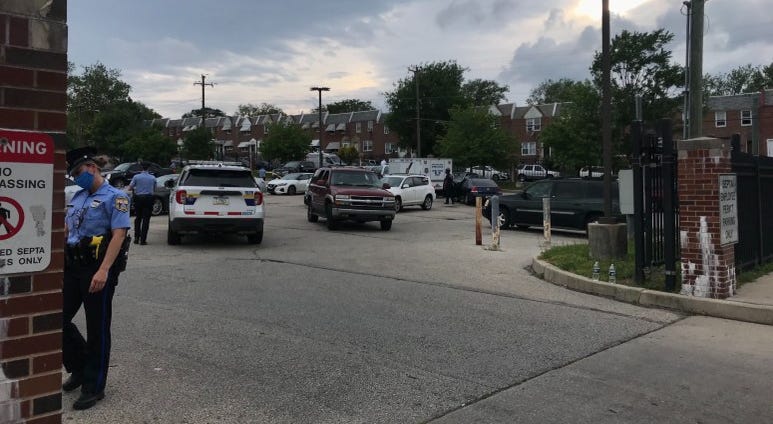 Police officers on the scene at Penn and Pratt streets in Frankford Penn and Pratt streets in Frankford
