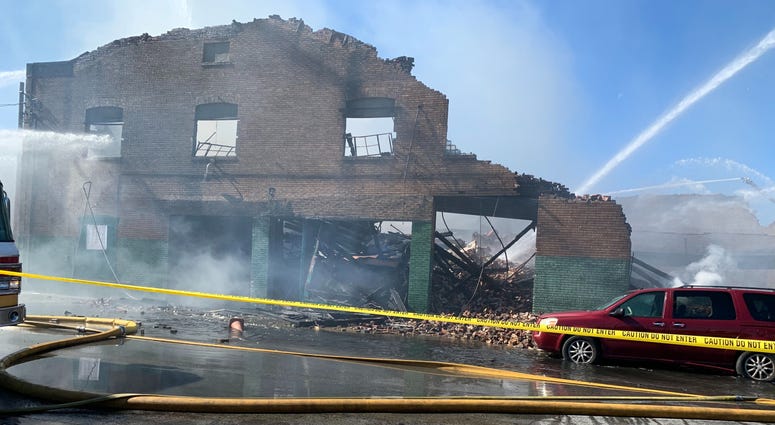 An auto body shop at 60th and Spruce streets caught fire on Oct. 21, 2019. Remains of auto body shop after fire