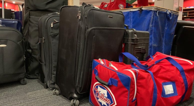 Phillies' equipment that will be going to Clearwater. Phillies' equipment.