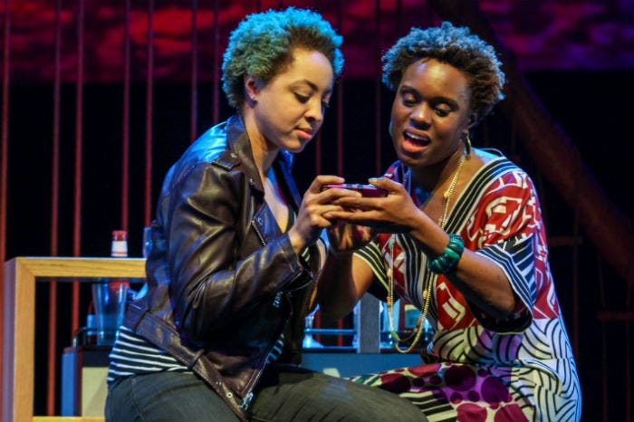 Shayna Small and Stephanie Weeks in "How to Catch Creation" at the Philadelphia Theater Company. Shayna Small and Stephanie Weeks in "How to Catch Creation" at the Philadelphia Theater Company.
