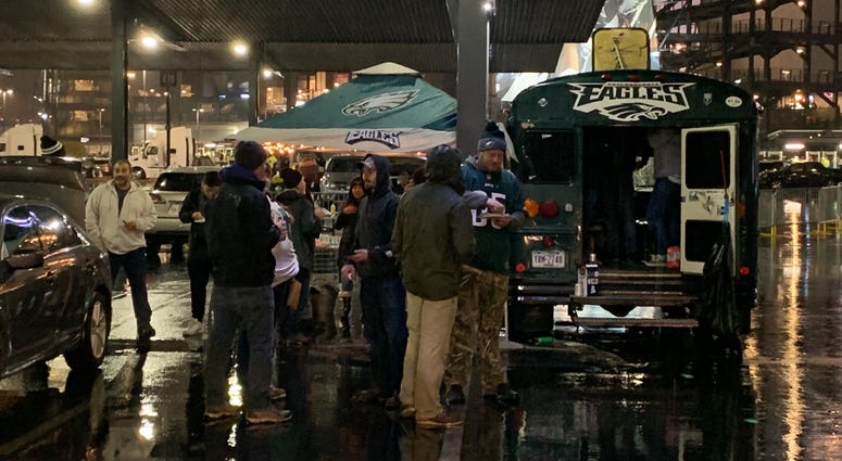 "This is probably the lightest tailgate I’ve ever seen," said Bruce Ciallella outside of Lincoln Financial Field. Eagles fans face a soggy tailgate before the game against the Giants.