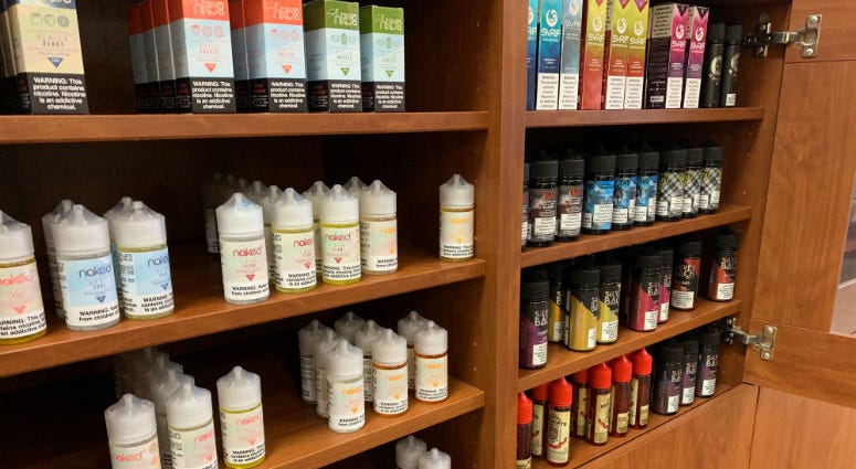 Flavored vaping products at Firehouse E-Cigs and Vapors in Cherry Hill. Flavored vaping products at Firehouse E-Cigs and Vapors in Cherry Hill.