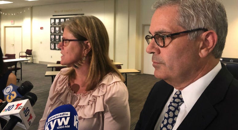 Conviction Integrity Unit Supervisor Patricia Cummings and Philadelphia district Attorney Larry Krasner.