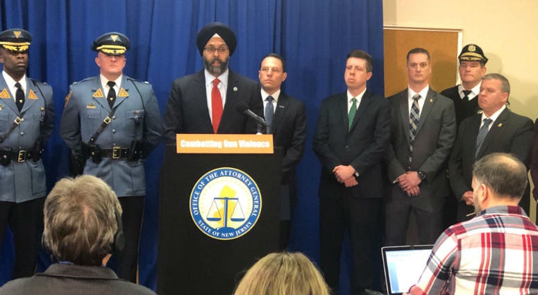 New Jersey Attorney General Gurbir Grewal announces a new partnership with Pennsylvania that's aimed at getting illegally trafficked guns off the street New Jersey Attorney General Gurbir Grewal announces a new partnership with Pennsylvania that's aimed at getting illegally trafficked guns off the street